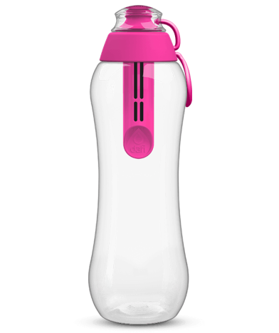 Dafi Filtering Water Bottle BPA-Free plastic reusable water bottle Violet Made In Europe replaceable carbon filter 24 oz 